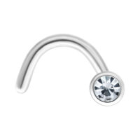 Clou de nez en titane avec cristal clair Clou de nez en or blanc avec cristal clair sur fond blanc