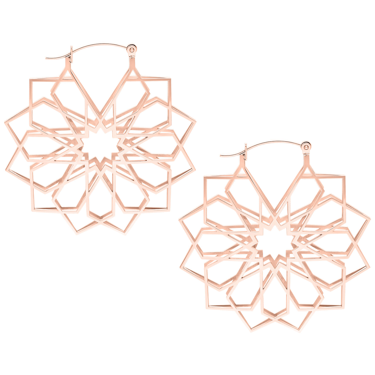 Créoles Kaleidoscope en or rose Boucles d'oreilles Créoles Kaleidoscope en or rose sur fond blanc