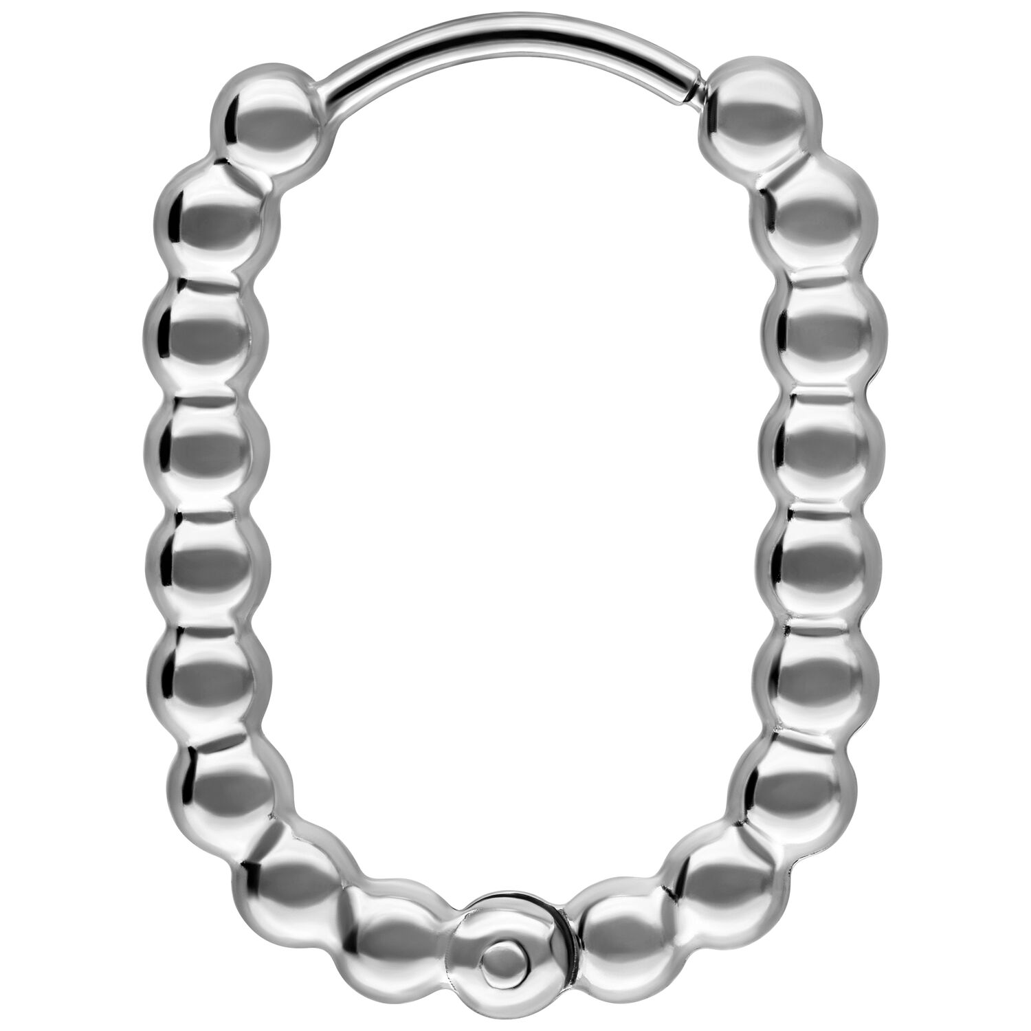 Oval Bubble Hoops en acier chirurgical argenté Boucles d'oreilles ovales argentées en acier chirurgical 316L sur fond blanc