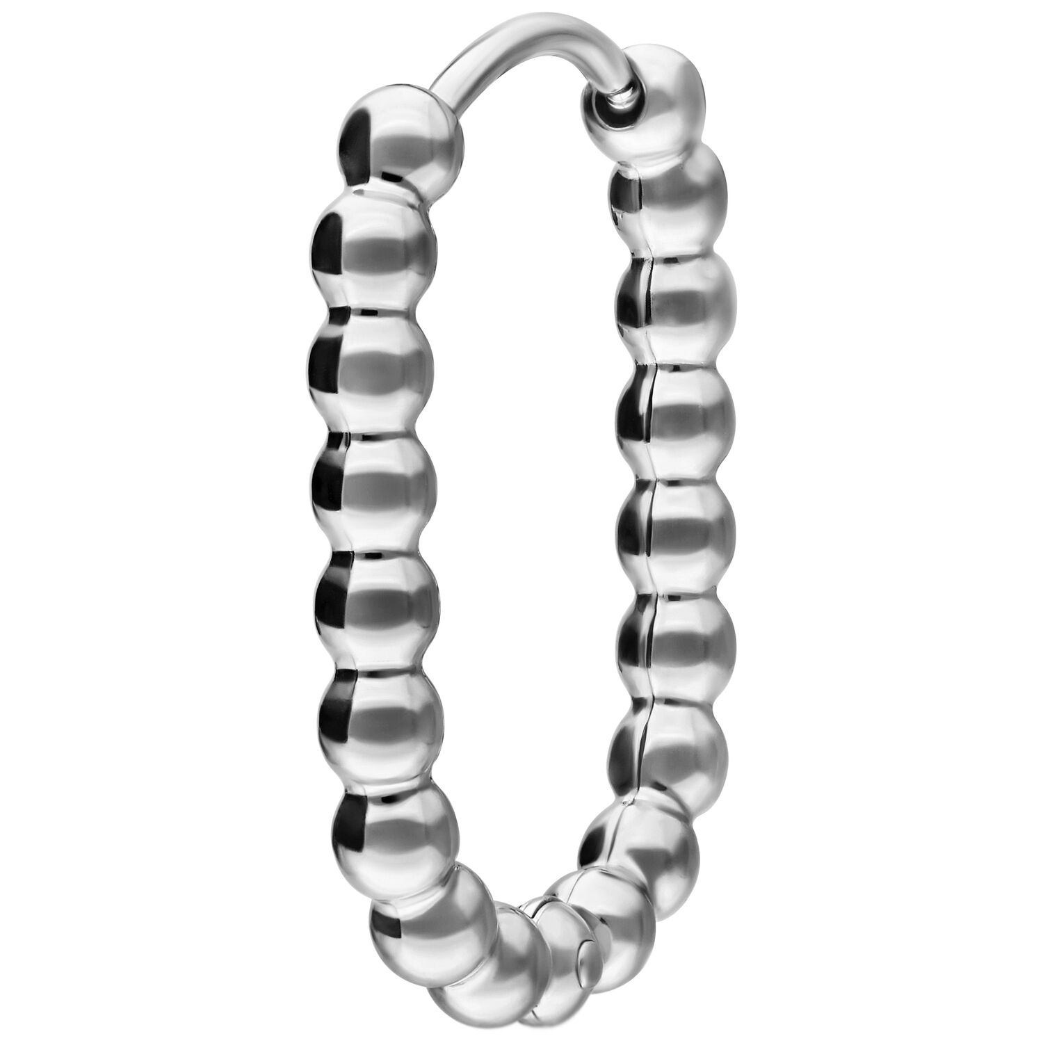 Oval Bubble Hoops en argent en acier chirurgical Bubble Hoops ovales en argent en acier chirurgical sur fond blanc