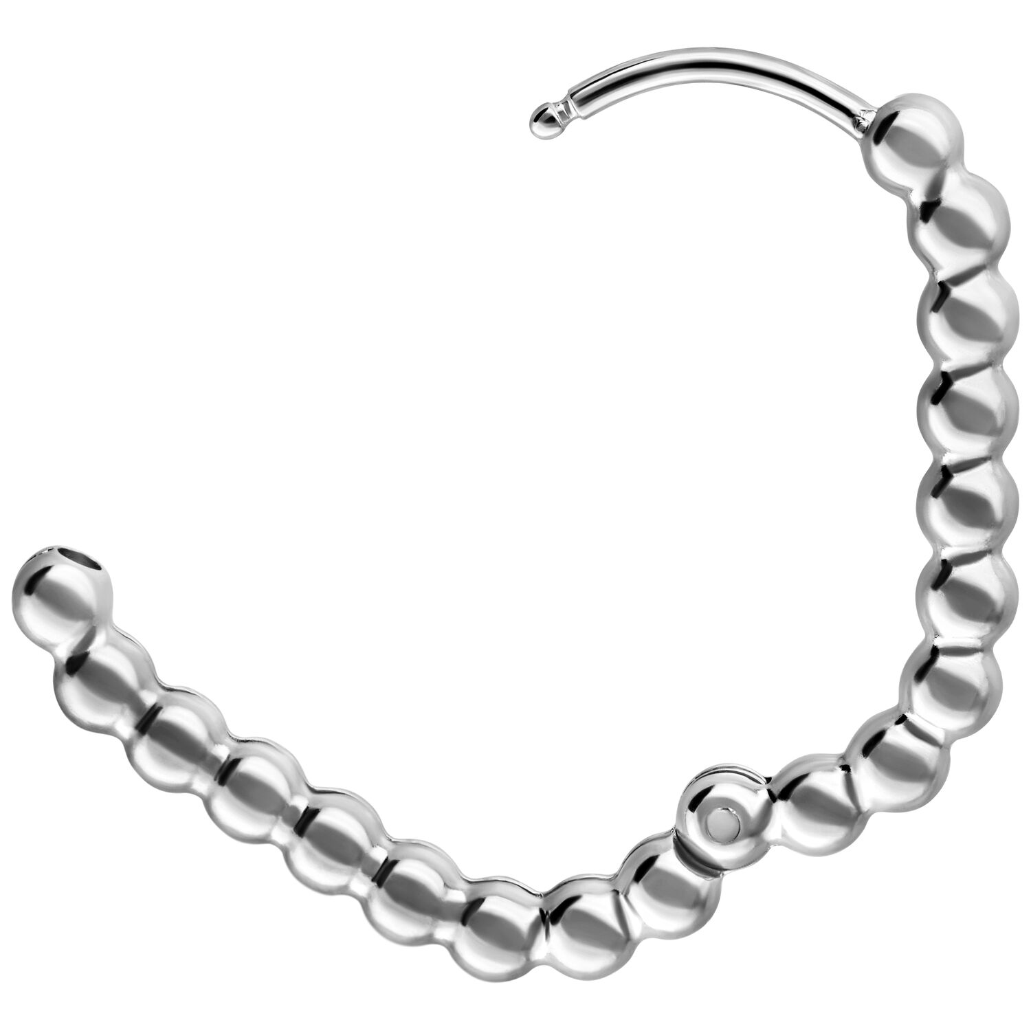 Oval Bubble Hoops en argent en acier chirurgical Boucles d'oreilles ovales en argent en acier chirurgical 316L brillant sur fond blanc