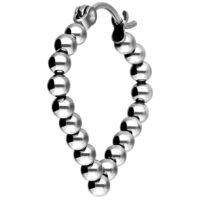 Boucles d'oreilles cerceaux polygone à bulles argentées Boucles d'oreilles cerceaux polygone à bulles argentées en acier chirurgical sur fond blanc