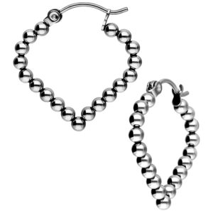 Bubble Polygon Hoops argentées en acier chirurgical sur fond blanc