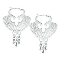 Boucles d'oreilles pendantes ginkgo en acier chirurgical argenté Boucles d'oreilles feuille de ginkgo argentées avec fermoir à clip sur fond blanc
