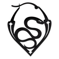 Créoles Serpent Noires en Acier Boucles d'oreilles noires et brillantes en forme de serpent sur fond blanc