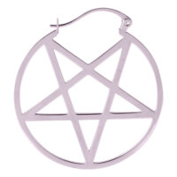 Petites créoles pentagramme en noir Créole noire avec design pentagramme sur fond blanc