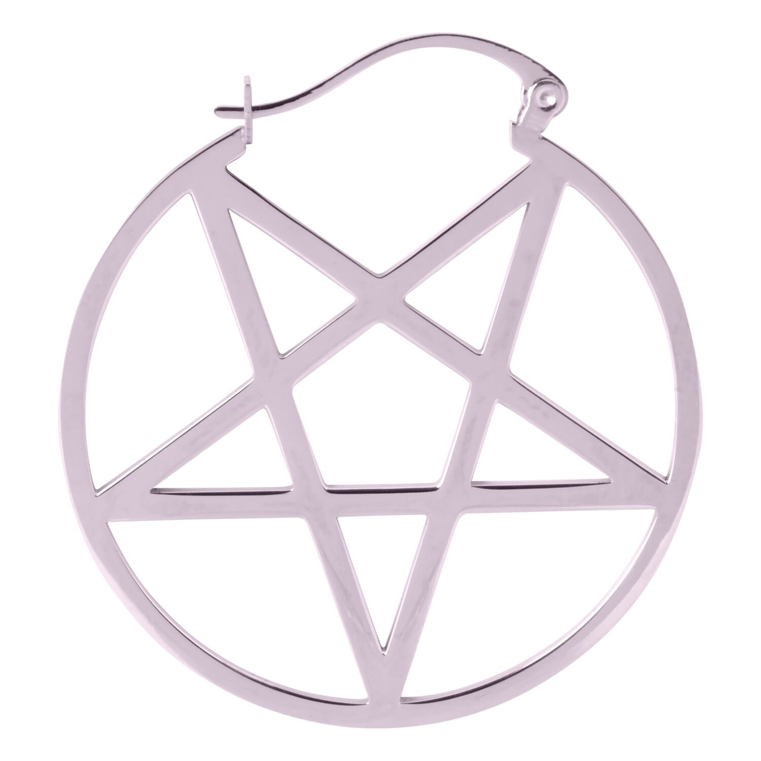 Petites créoles pentagramme en noir Créole noire avec design pentagramme sur fond blanc