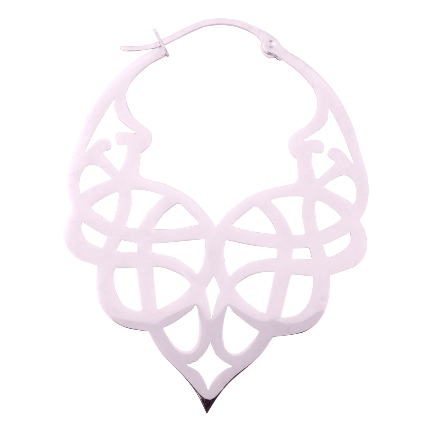 Boucles d'oreilles Celtic Tribal en acier inoxydable Boucles d'oreilles Celtic Tribal argentées en acier inoxydable sur fond blanc