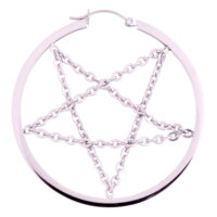 Pentagram Chain Hoops en acier chirurgical argenté sur fond blanc