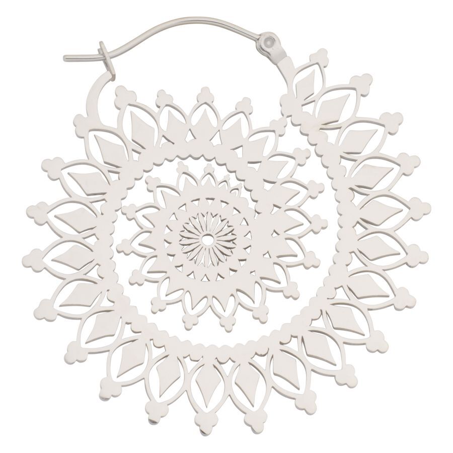 Boucles d'oreilles Floral Nautilus Hoops argent Boucles d'oreilles Floral Nautilus Hoops argent sur fond blanc