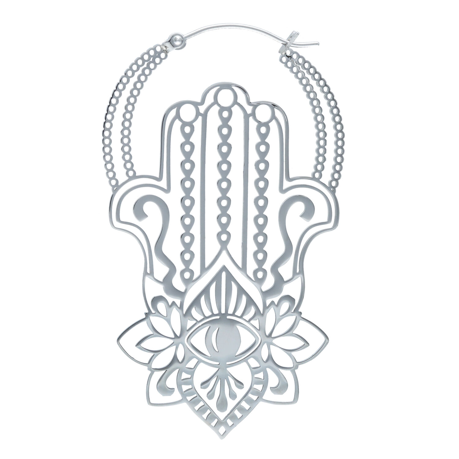 Créoles Khamsa en argent avec design Hamsa Créoles Khamsa en argent avec design Hamsa délicat et fermoir à clip