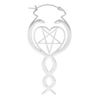 Créoles Nagini argentées avec design pentagramme Boucles d'oreilles argentées avec motif serpent et pentagramme sur fond blanc