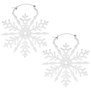 Deux créoles flocon de neige argentées sur fond blanc