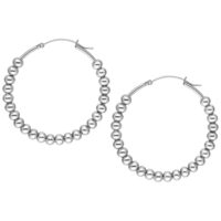 Boucles d'oreilles Bubble Hoops argentées en acier chirurgical Deux boucles d'oreilles Bubble Hoops argentées en acier chirurgical sur fond blanc