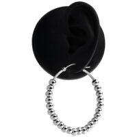 Créoles Bulles Argentées en Acier Chirurgical Boucles d'oreilles argentées style créoles avec design à bulles sur fond noir
