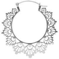 Sunflower créoles en acier inoxydable argenté Créole argentée avec motif de tournesol sur fond blanc