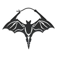 Créoles Chauve-souris Noires en Acier Chirurgical Créoles chauve-souris noires, hautement polies, en acier chirurgical sur fond blanc