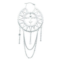Créoles Oldschool Soleil Lune en argent Boucles d'oreilles Oldschool Soleil Lune en argent avec design soleil-lune sur fond blanc