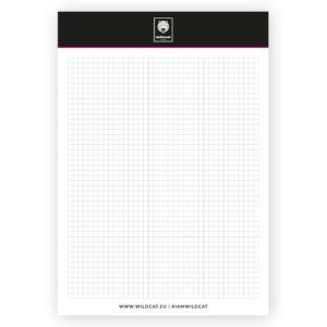 Bloc DIN A4 blanc avec papier quadrillé et logo Wildcat en haut
