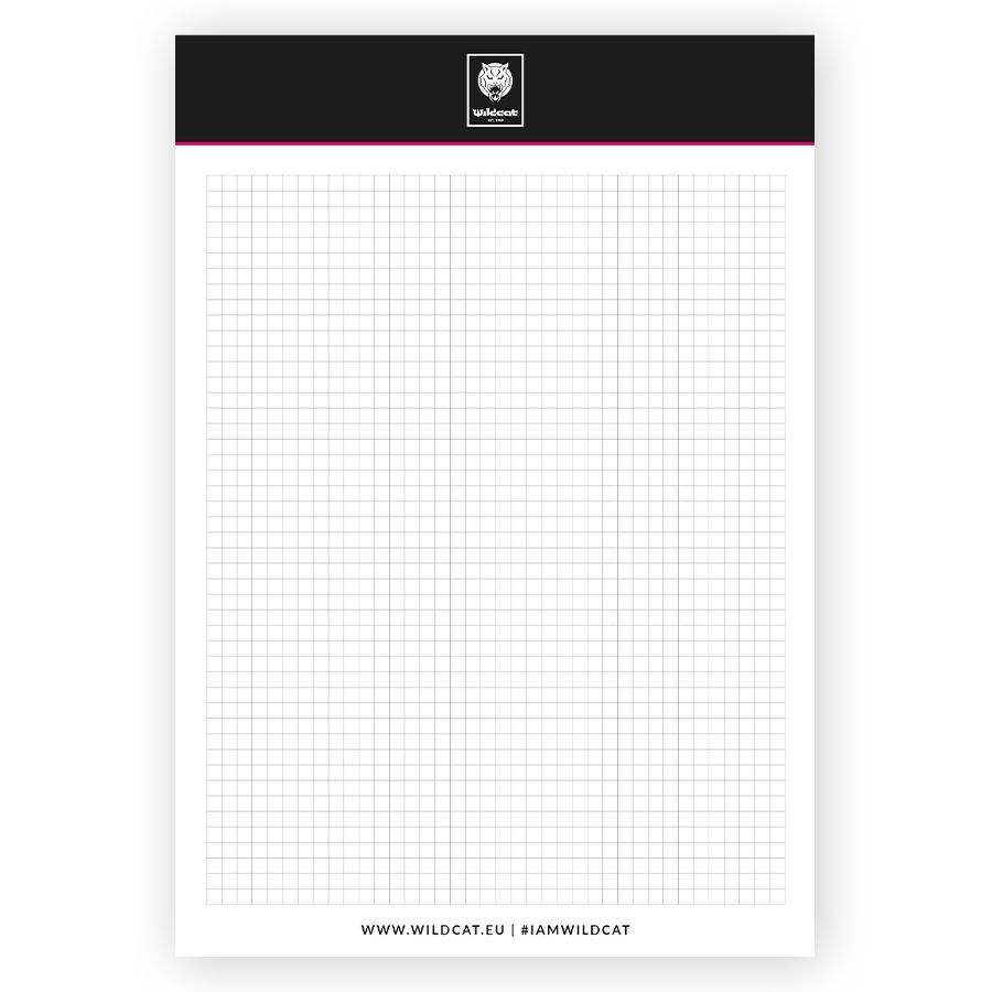 Wildcat bloc DIN A4 quadrillé Bloc DIN A4 blanc avec papier quadrillé et logo Wildcat en haut