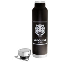 Bouteille Isotherme Noire Wildcat Bouteille isotherme noire avec logo Wildcat sur fond blanc