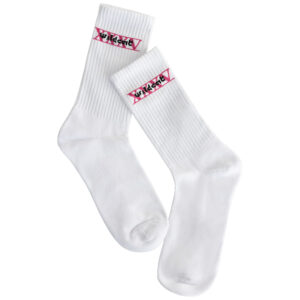 Chaussettes blanches Wild Socks XXXV en coton, taille 36-40, sur fond blanc