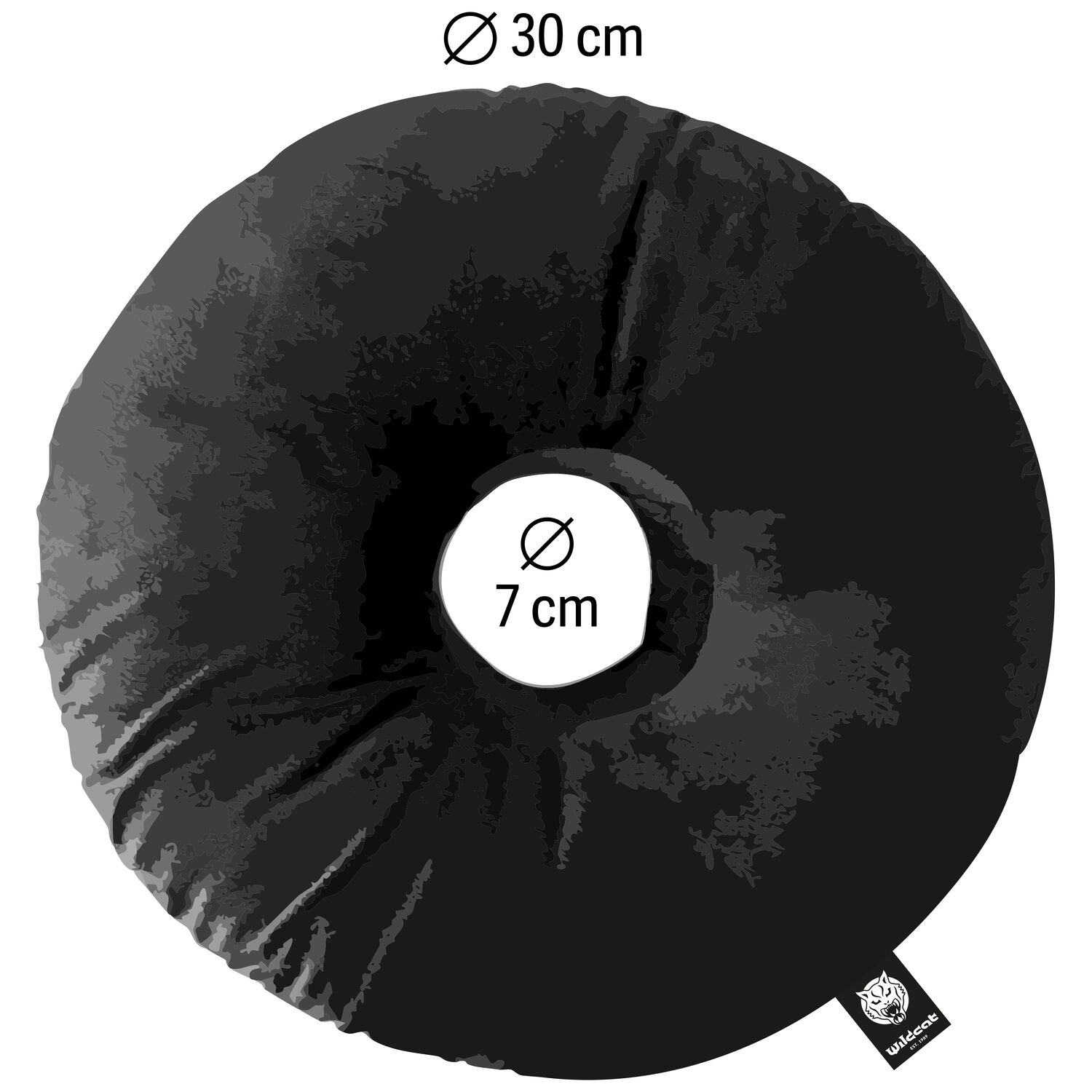 Coussin de piercing Wildcat noir 30 cm Coussin de piercing rond noir en polyester avec un diamètre de 30 cm, étiquette logo Wildcat visible