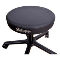 Tabouret de travail rond noir avec coussin en simili cuir sur pied en aluminium