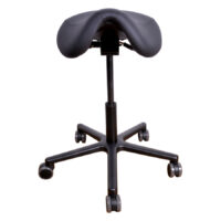 T2 Pro chaise de travail en similicuir, noir Chaise de travail T2 Pro noire avec siège en selle sur roulettes et pied en aluminium