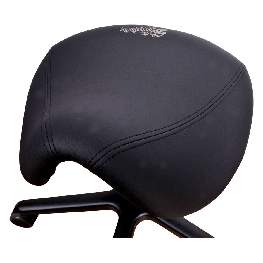 T2 Pro Tabouret Selle en Noir Tabouret selle noir en similicuir avec pièces en aluminium
