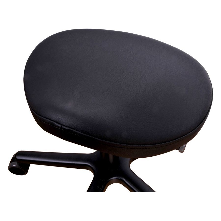 Chaise de travail T4 Gentleman noire Chaise ronde en simili cuir noir avec pied en aluminium sur fond blanc
