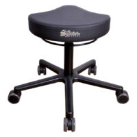 Chaise de travail ronde R2 Pro simili cuir noir Chaise de travail ronde noire R2 Pro en simili cuir avec base en aluminium