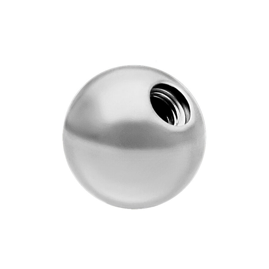 Boule de piercing en titane blanc or avec filetage interne Boule lisse et brillante en titane blanc or avec filetage interne sur fond blanc