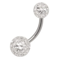 Bananabell multi-pierres scellé 6mm blanc Piercing banane en argent avec des pierres cristallines sur fond blanc