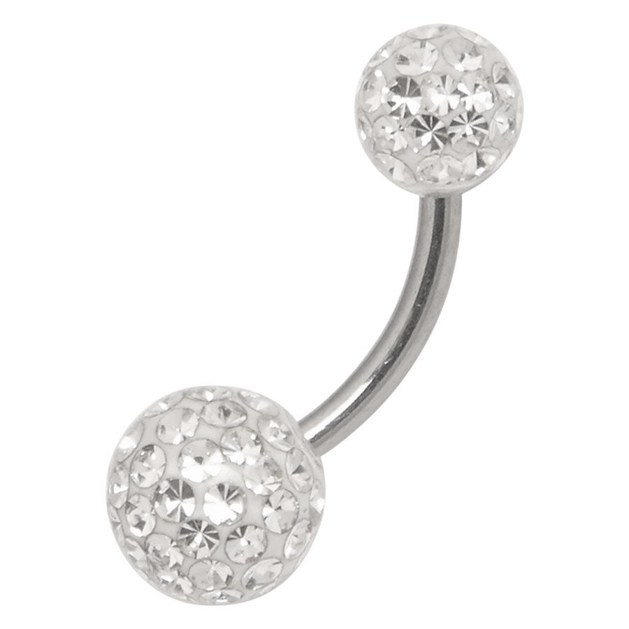 Bananabell multi-pierres scellé 6mm blanc Piercing banane en argent avec des pierres cristallines sur fond blanc