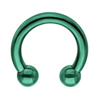 Barbell circulaire vert foncé en titane Barbell circulaire vert foncé en titane avec surface brillante sur fond blanc