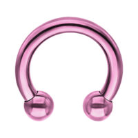 Barbell circulaire anodisé violet Barbell circulaire violet en titane avec deux boules sur fond blanc