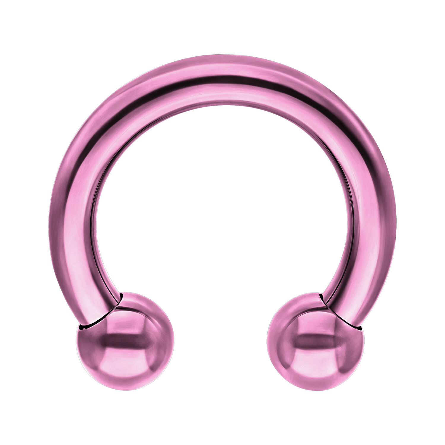 Barbell circulaire anodisé violet Barbell circulaire violet en titane avec deux boules sur fond blanc