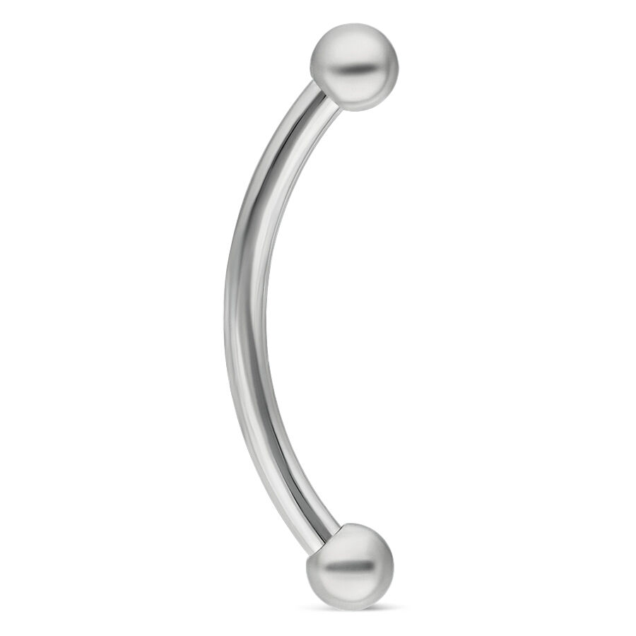 Piercing banane en titane argenté sur fond blanc