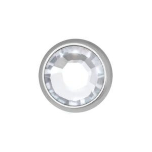 Embout en titane argenté avec pierre claire, taille 3,2 mm