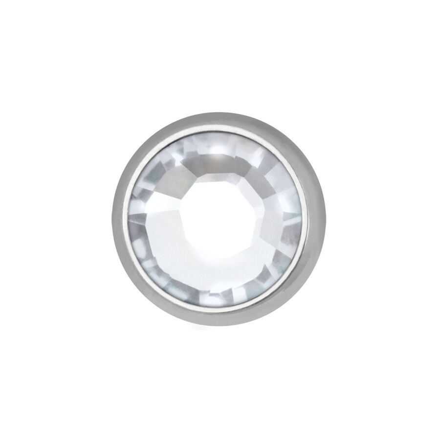 Embout en titane argenté avec pierre claire, taille 3,2 mm