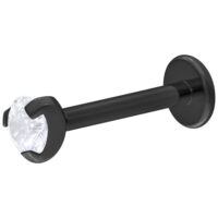 Labret noir avec cristal, 6mm Labret en titane noir avec cristal clair, longueur 6mm, boule 3mm