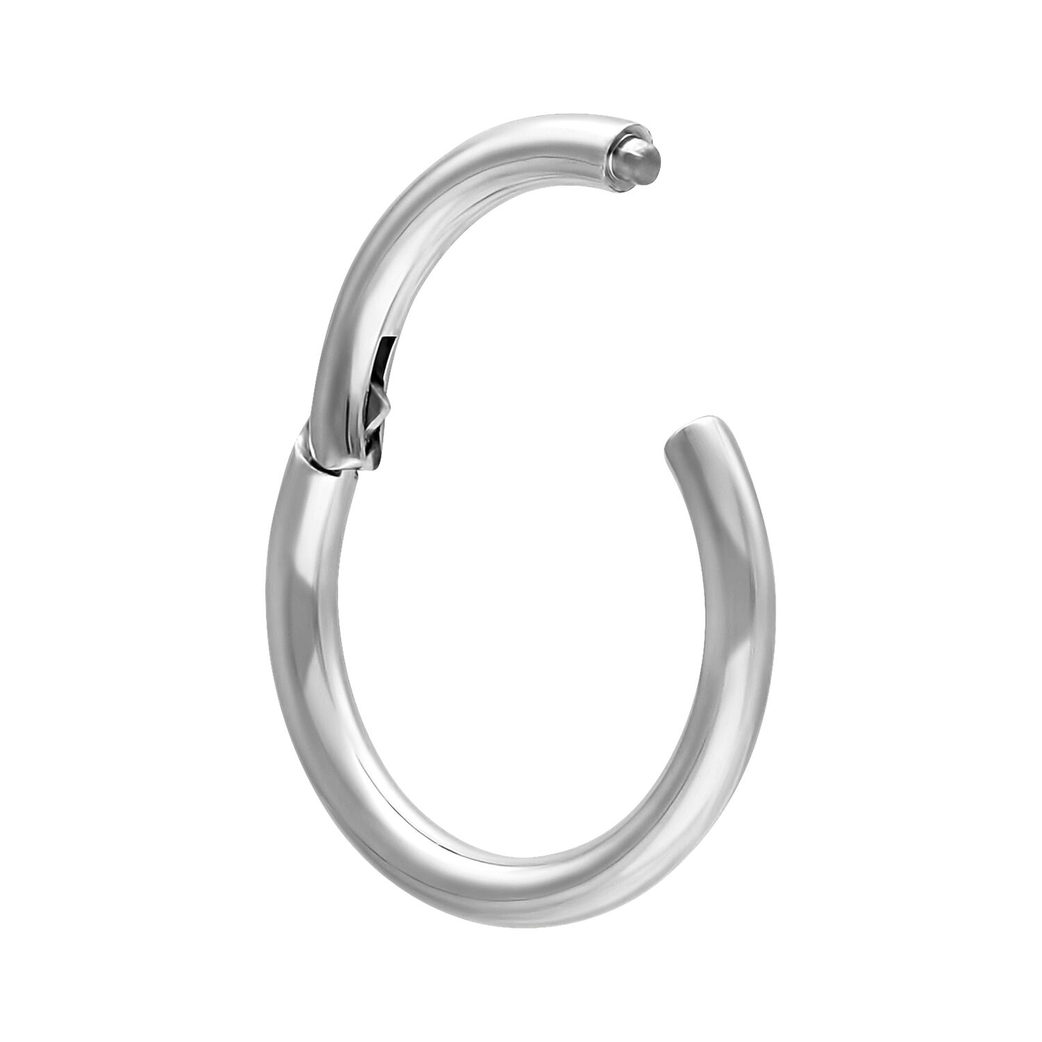 Anneau articulé argenté 0,8 mm, 11 mm Anneau articulé argenté en titane, épaisseur 0,8 mm, diamètre 11 mm, sur fond blanc