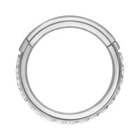 Clicker en cristal pavé argent, 6,0 mm Anneau clicker argenté avec pavé de cristaux, 6 mm, sur fond blanc