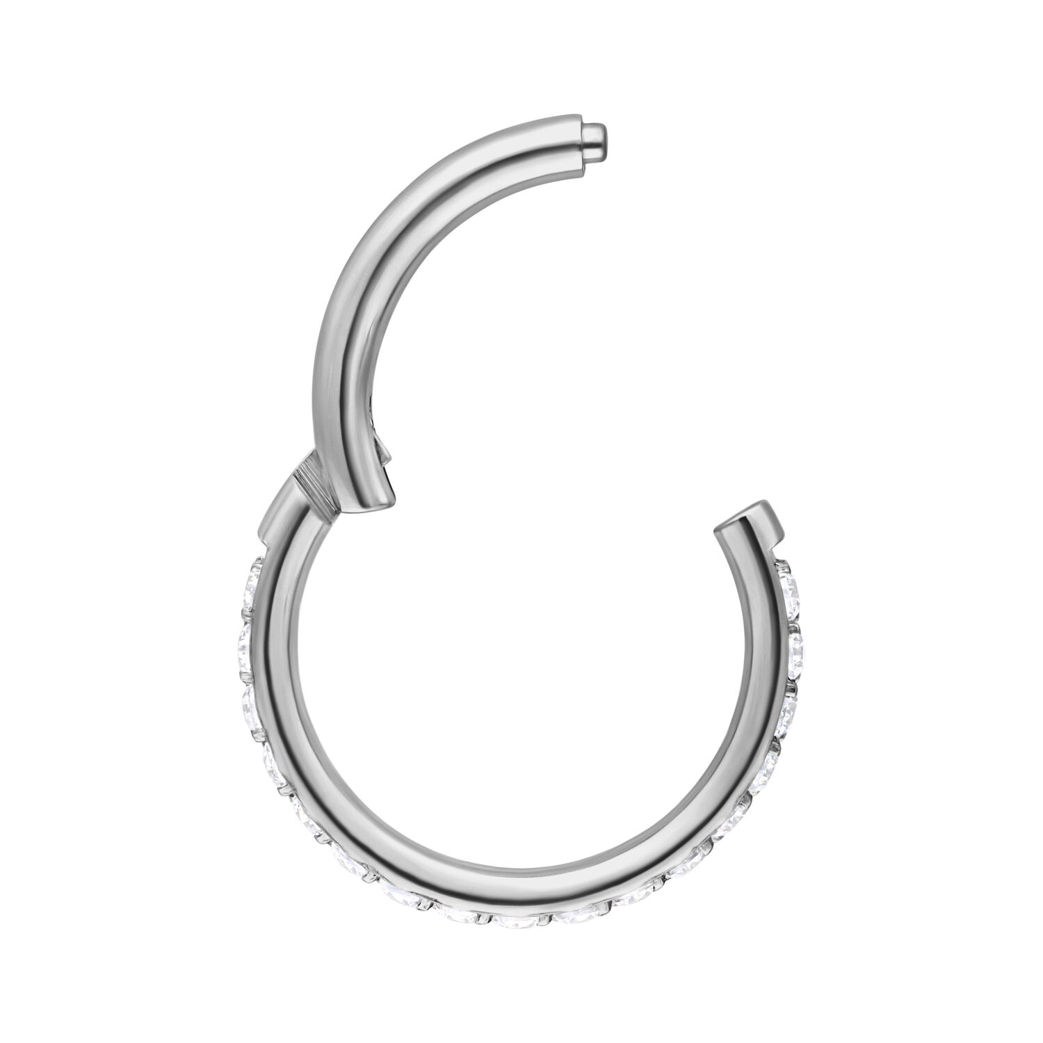 Clicker pavé avec cristaux 6,0 mm en argent Clicker argenté avec cristaux clairs, diamètre intérieur de 6,0 mm