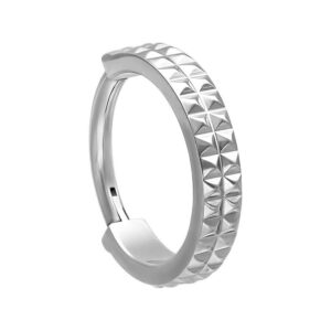 Anneau articulé argenté en titane avec un diamètre de 8,0 mm sur fond blanc