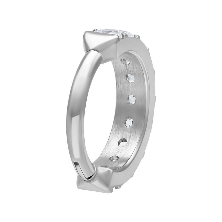 Clicker en cristal argenté Grande 1,2mm Anneau de piercing argenté avec cristal, épaisseur 1,2mm, diamètre intérieur 8,0mm