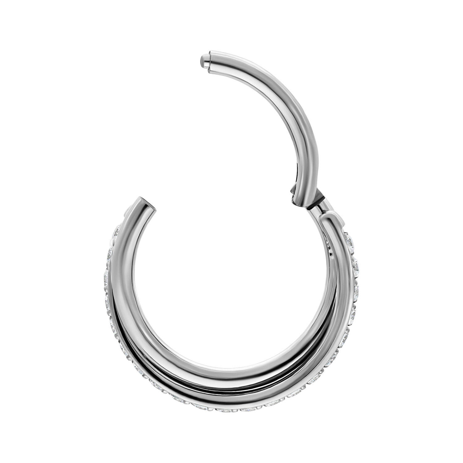 Clicker en cristal argenté 1,2 mm Piercing Clicker argenté avec cristaux, 1,2 mm d'épaisseur, 8 mm de diamètre