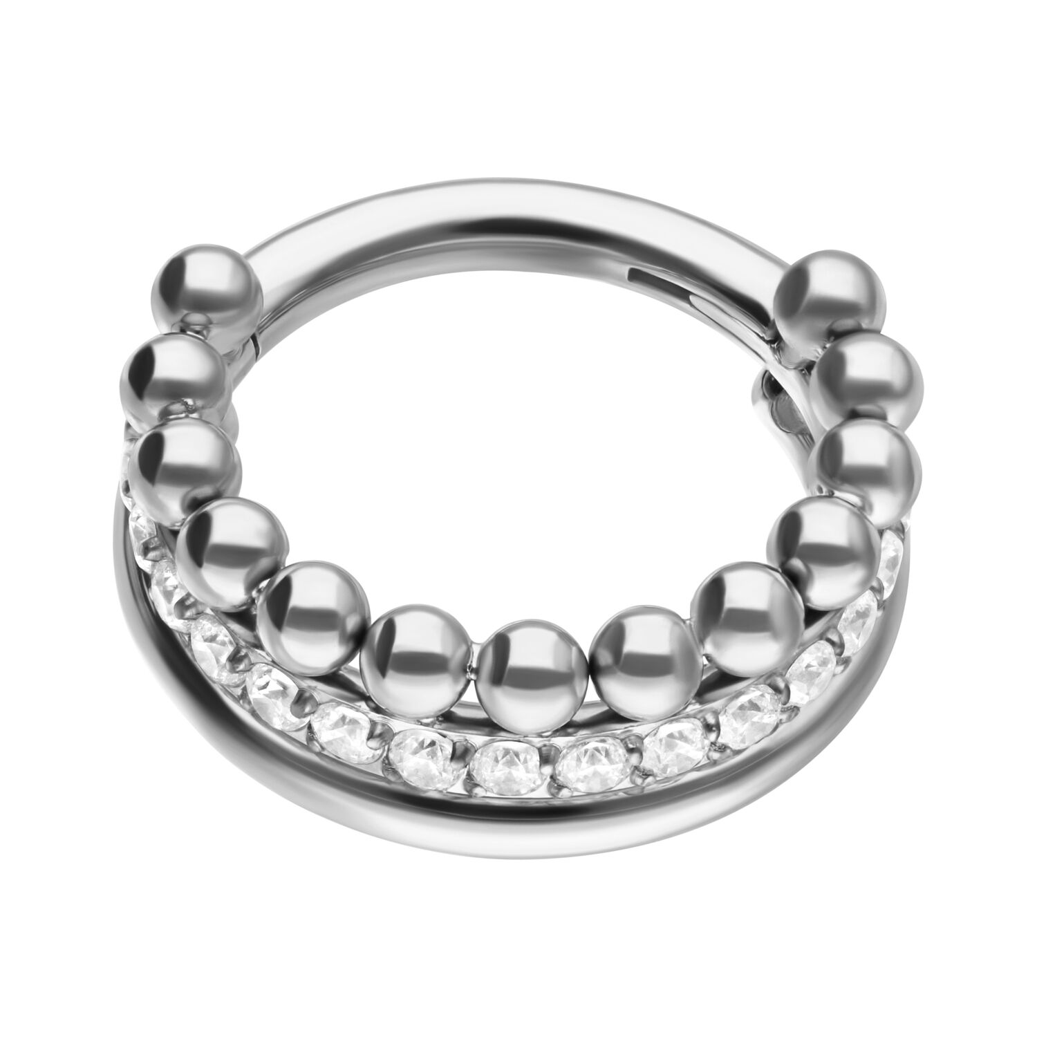 Triple Bubble Crystal Clicker argenté avec cristaux, 12 mm