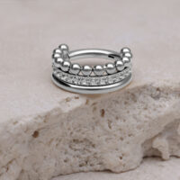 Triple Bubble Crystal Clicker argenté sur pierre claire